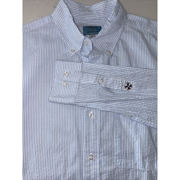 Castaway Nantucket Island Long Sleeve Button Down Shirt Seersucker Men's Medium